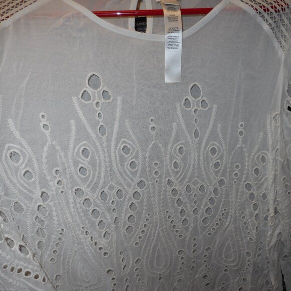 chico's Tops - CHICO'S, women's long sleeve tunic, sz 3, color - off white,  material-very thin